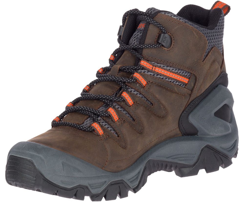 Merrell Hiking Boots Brown - Strongbound Peak Mid Waterproof - Mens 13DOMZJAS